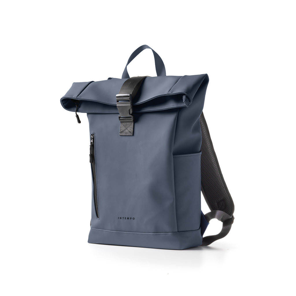 Zaino Roll-Top in Gomma Antipioggia - Blu Navy