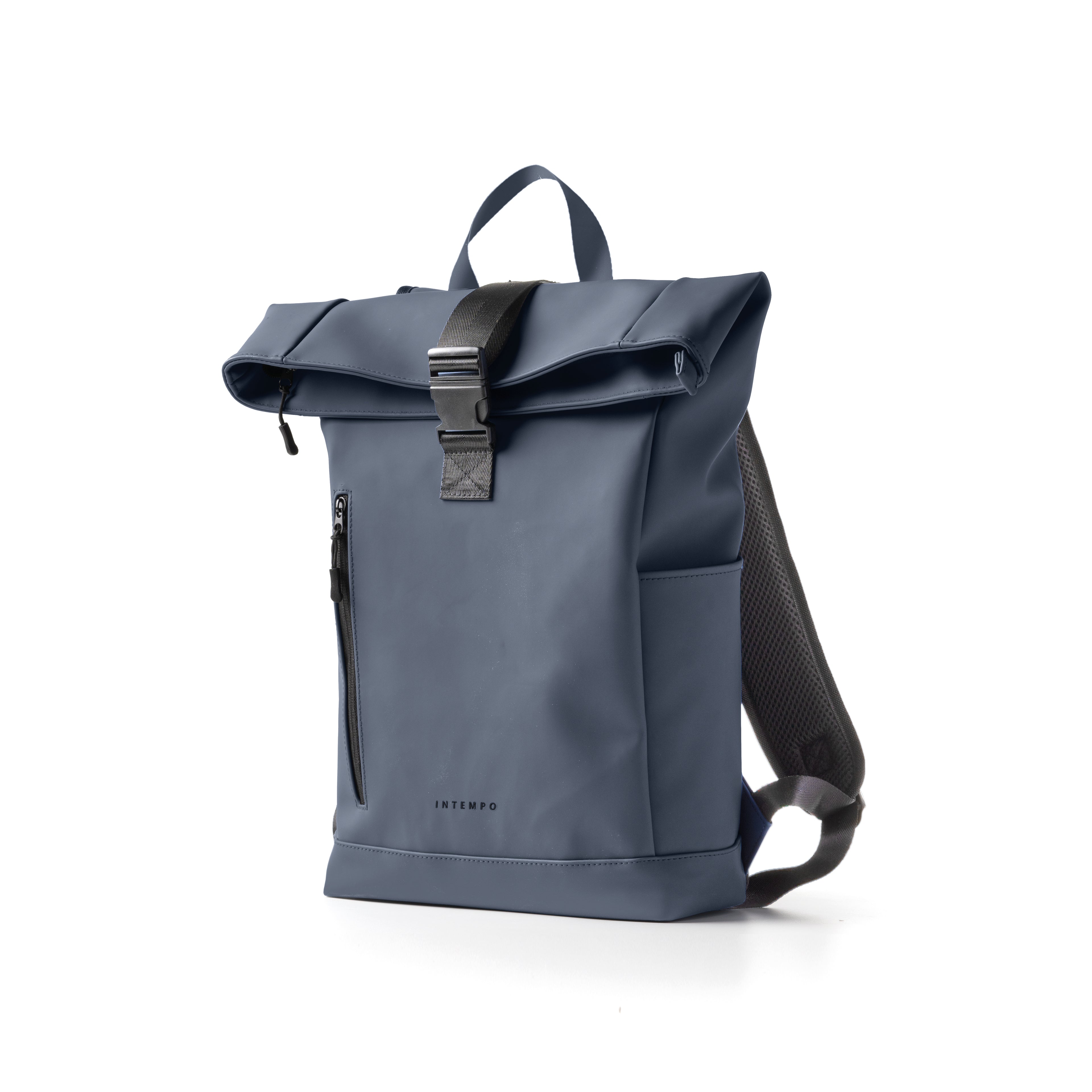 Zaino Roll-Top in Gomma Antipioggia - Blu Navy
