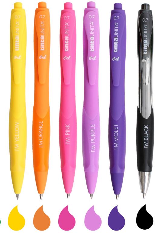 5 Penne Gel 0.7 I'M Tinta Unita + 1 Black Gradient