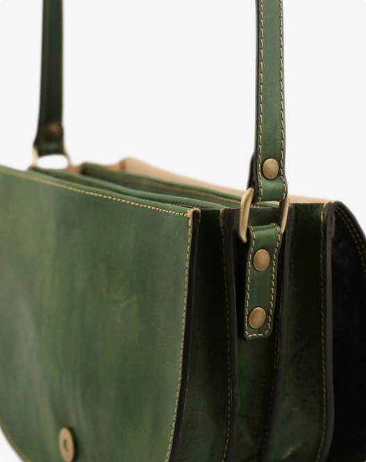 Borsa verde a tracolla in pelle Tolfa by Fantini