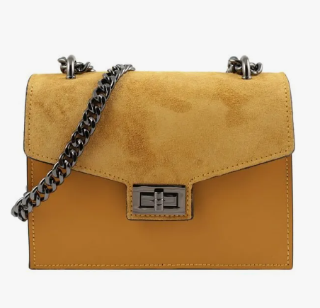 Borsa gialla a tracolla in pelle Milano by Fantini
