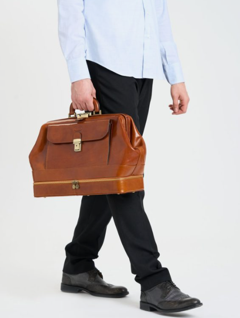 Borsa medico in pelle color miele Malpighi by Fantini