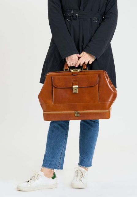 Borsa medico in pelle color miele Malpighi by Fantini