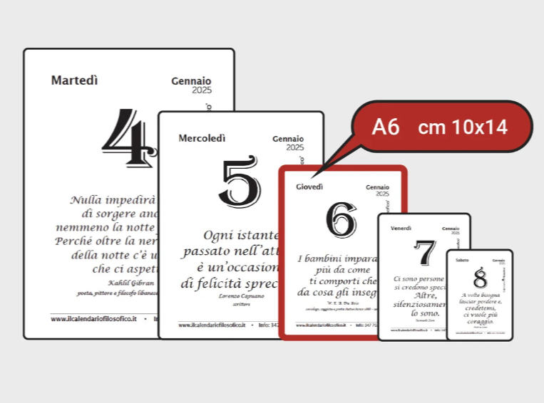 Calendario filosofico 2027 - formato a6 - 10 x 14 cm - con supporto