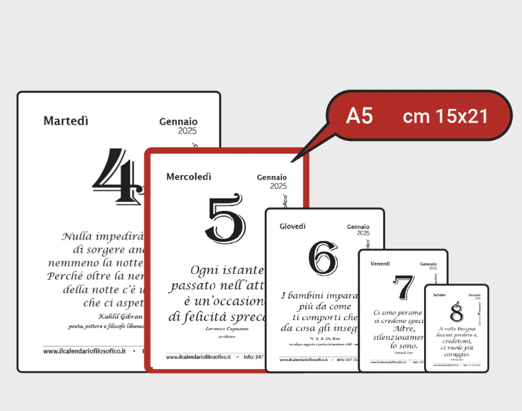 Calendario filosofico 2027_formato A5_15 x 21 cm_con supporto