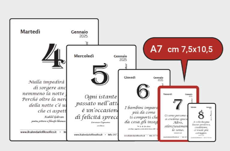 Calendario filosofico 2027_formato A7_7,4 x 10,5 cm