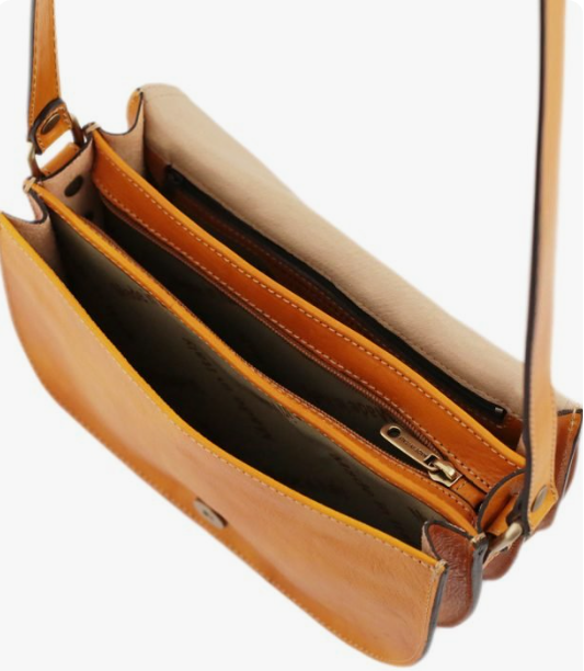 Borsa gialla a tracolla in pelle Tolfa by Fantini