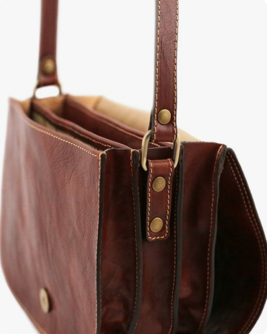 Borsa marrone a tracolla in pelle Tolfa by Fantini
