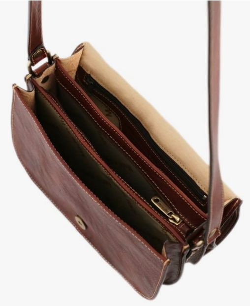 Borsa marrone a tracolla in pelle Tolfa by Fantini