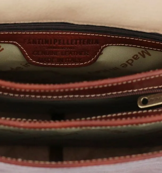Borsa marrone a tracolla in pelle Tolfa by Fantini