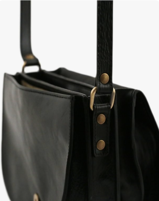 Borsa nera a tracolla in pelle Tolfa by Fantini