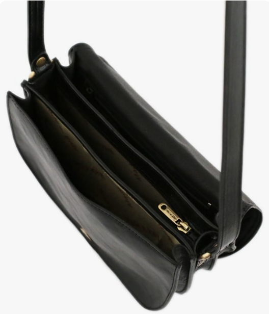 Borsa nera a tracolla in pelle Tolfa by Fantini