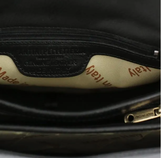 Borsa nera a tracolla in pelle Tolfa by Fantini