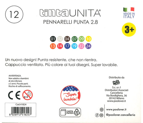 12 Pennarelli 2.8 Tinta Unita