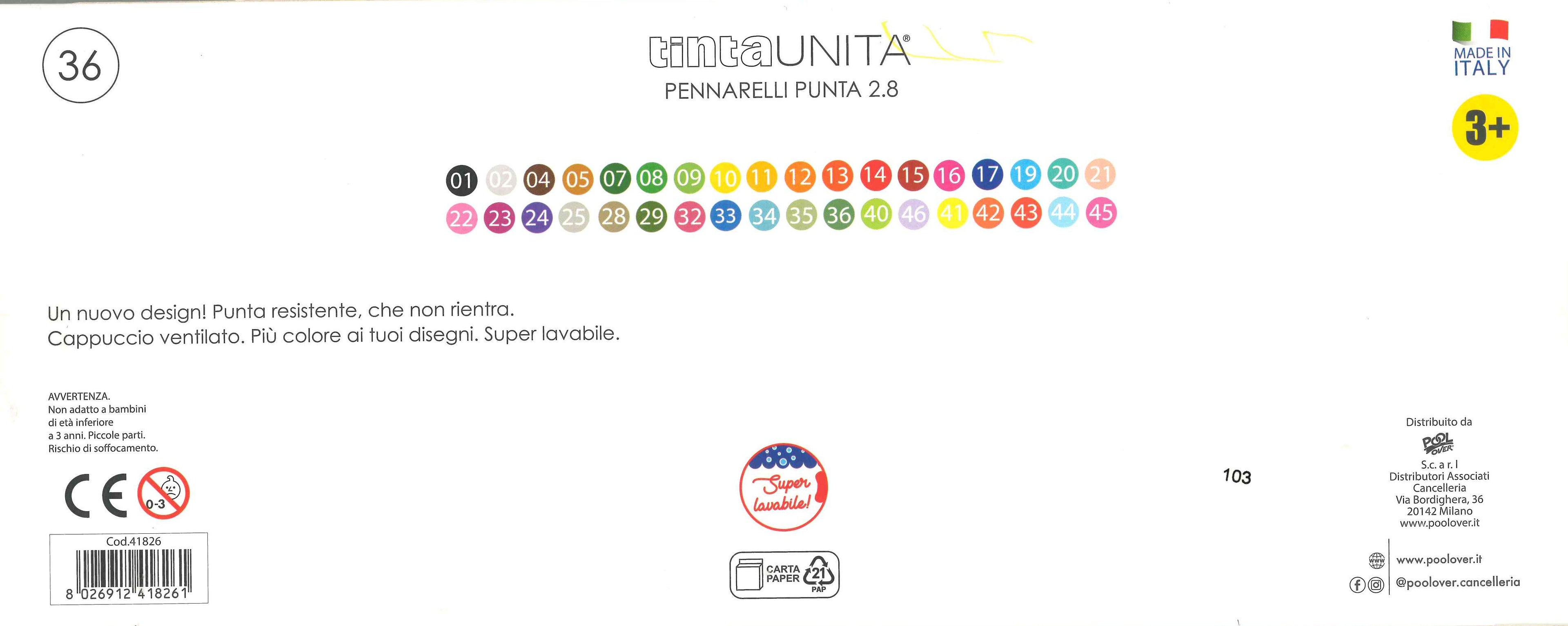 36 Pennarelli 2.8 Tinta Unita